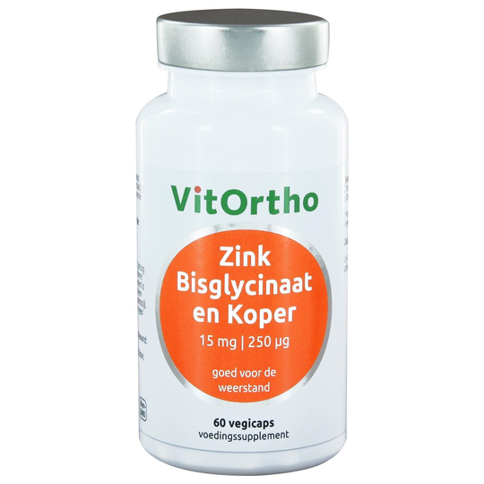 Zink bisglycinaat 15 mg en koper 250 mcg