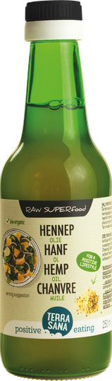 RAW hennep olie koudgeperst in glas