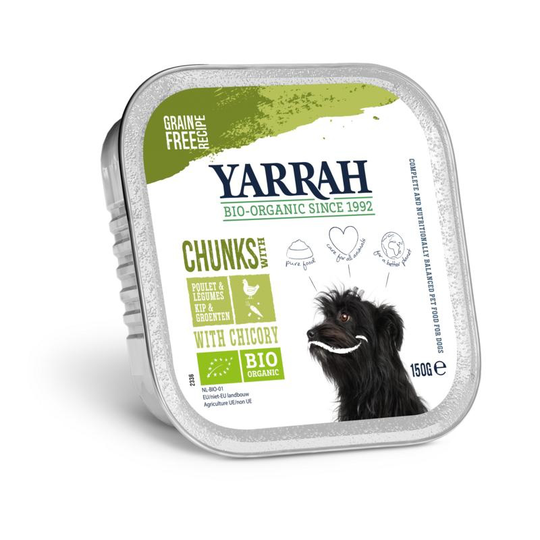 Yarrah Hond alucup chunks kip en groente bio (150 Gram)