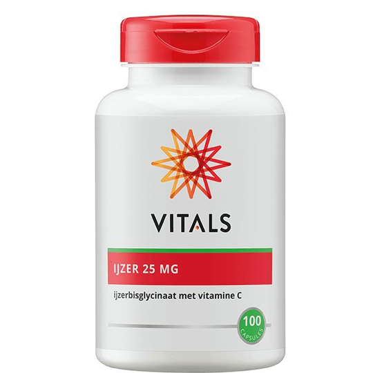 Vitals IJzer 25 mg met Vitamine C (100 Capsules)