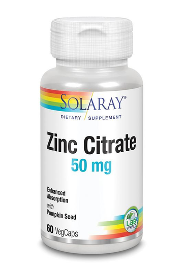 Solaray Zink citraat 50mg (60 Vegetarische capsules)