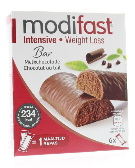Modifast Snack & meal lunchreep melkchocolade 6 x 31 gram (1 Stuks)