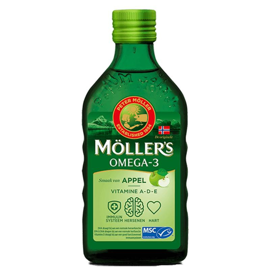 Mollers Omega-3 levertraan appel (250 Milliliter)
