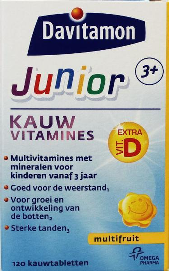 Davitamon Junior 3+ multifruit (120 Kauwtabletten)