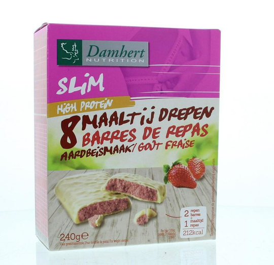 Damhert Afslank proteinereep witte chocolade & aardbei (240 Gram)