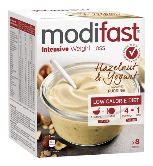 Modifast Intensive pudding hazelnoot & yoghurt 8 zakjes (416 Gram)