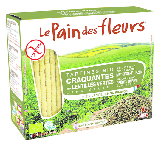 Pain Des Fleurs Crackers groene linzen bio (150 Gram)