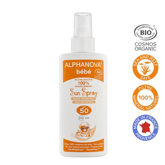 Alphanova Sun Sun zonnebrand spray SPF50 baby zonder parfum (125 Milliliter)
