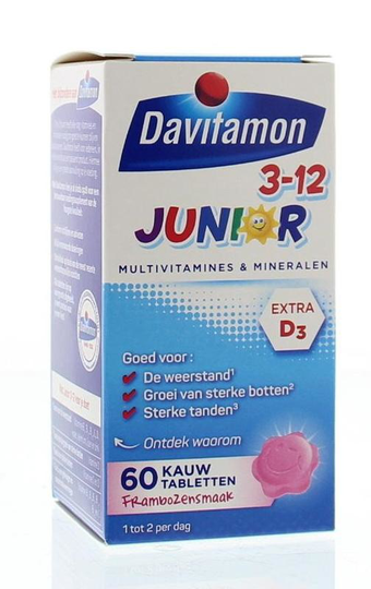 Davitamon Junior 3+ framboos (60 Kauwtabletten)