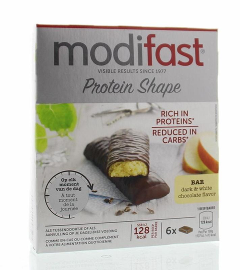 Modifast Protein Shape pure & witte chocolade 6 x 31 gram (1 Stuks)