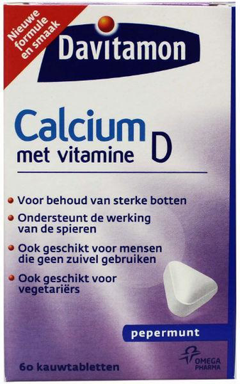 Davitamon Calcium & D3 mint (60 Kauwtabletten)