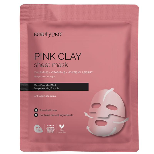 Beauty Pro Pink clay sheet mask (1 Stuks)