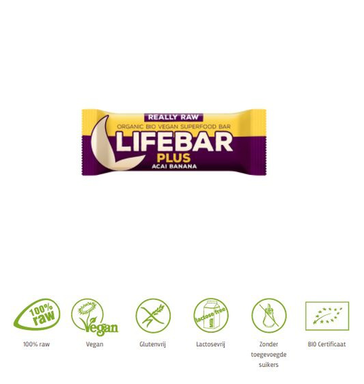 Lifefood Lifebar plus acai banana bio (47 Gram)