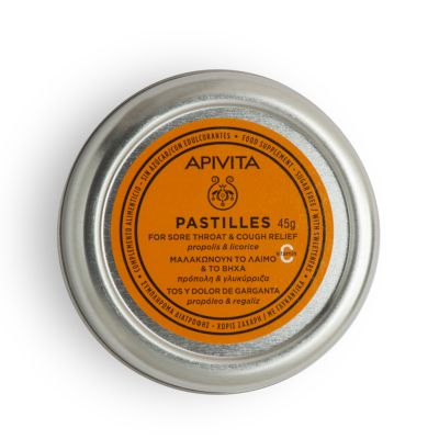 Apivita Pastilles for Sore Throat and Cough Relief Propolis&Licorice | 45 g