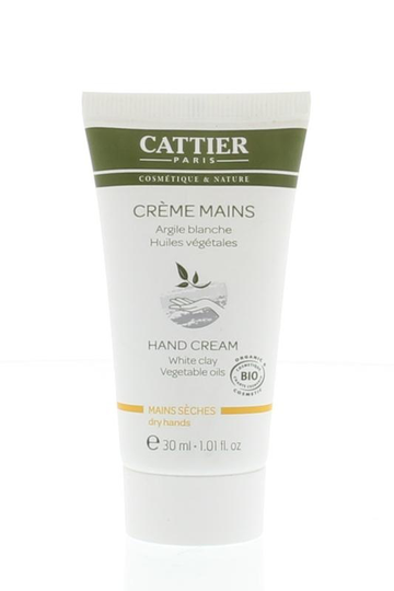 Cattier Handcreme witte klei mini (30 Milliliter)