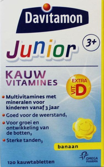 Davitamon Junior 3+ kauwtabletten banaan (120 Kauwtabletten)