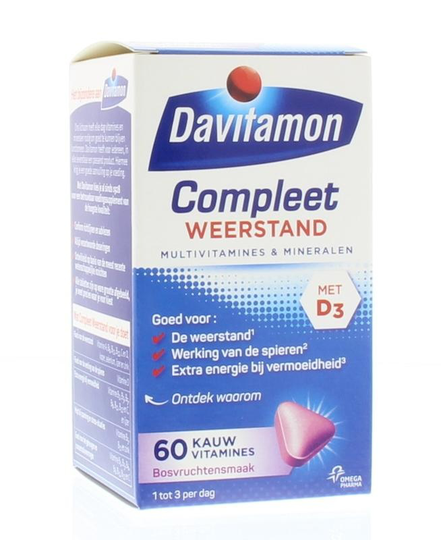 Davitamon Compleet weerstand kauwvitamines bosvruchten (60 Tabletten)