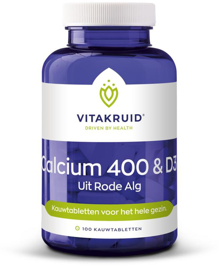 Vitakruid Calcium 400 & D3 uit rode alg (100 Kauwtabletten)