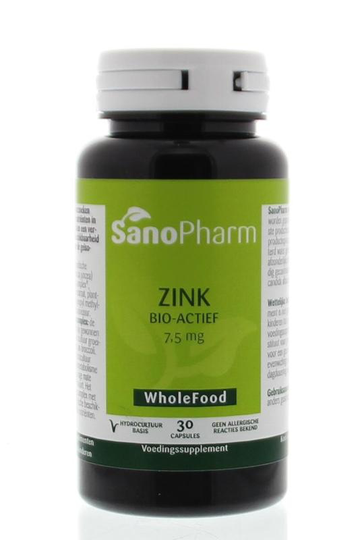 Sanopharm Zink 7.5mg WholeFood (30 Capsules)
