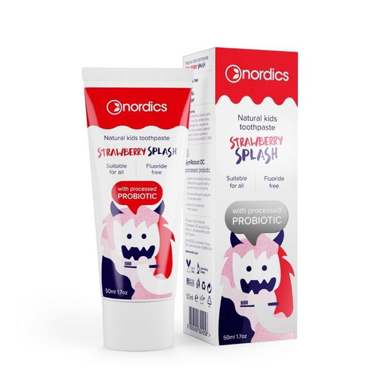 Nordics Kids toothpaste probiotic strawberry splash (50 Milliliter)