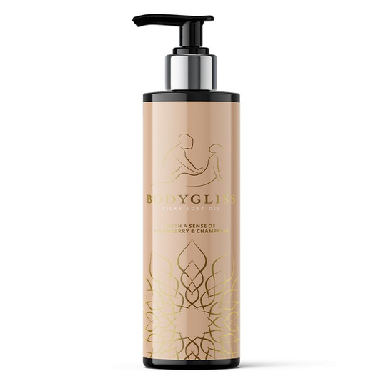 Bodygliss Silky soft massageolie champagne strawberry (150 Milliliter)