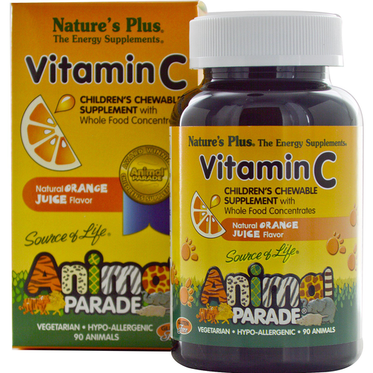 Vitamin C, Children's Chewable Supplement, Natural Orange Juice Flavor (90 Animals) - Nature's Plus