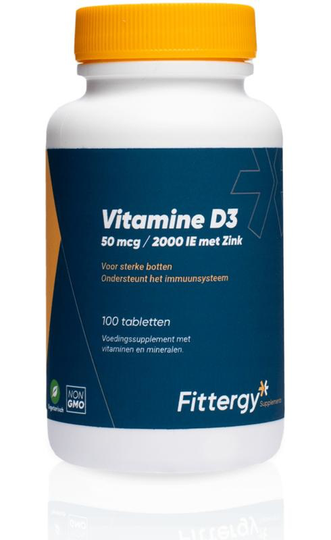 Fittergy Vitamine D3 50mcg met zink (100 Tabletten)