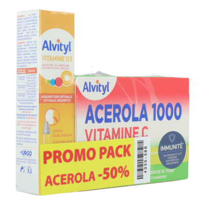 Alvityl Acerola 1000 Vitamine C + Vitamine D3 | 30 kauwtabletten + 10 ml PROMO