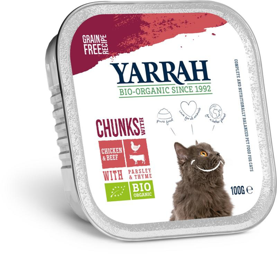 Yarrah Kattenvoer chunks met kip en rund bio (100 Gram)