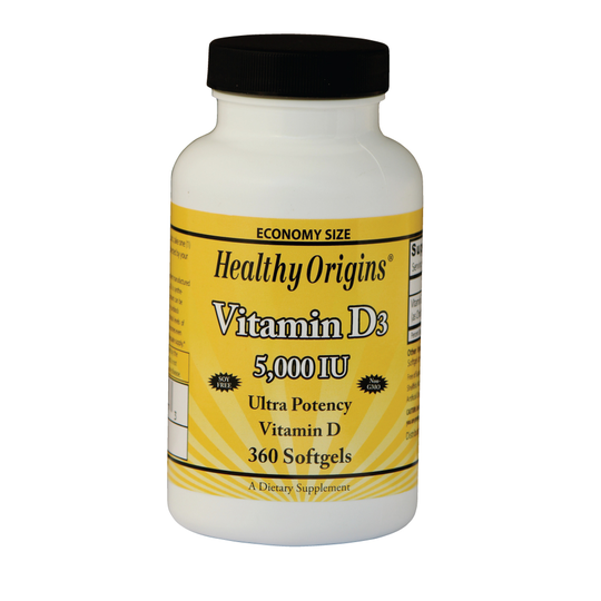Vitamine D3, 5000 IE (360 Softgels) - Healthy Origins