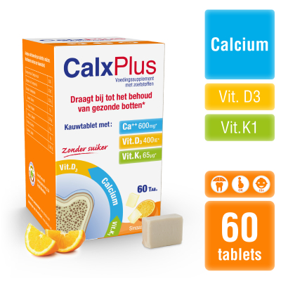 CalxPlus Sinaasappel | 60 kauwtabletten