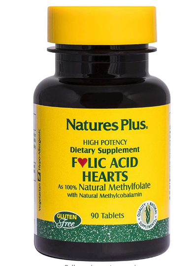 Folic Acid Hearts 400 mcg (90 Tablets) - Nature's Plus
