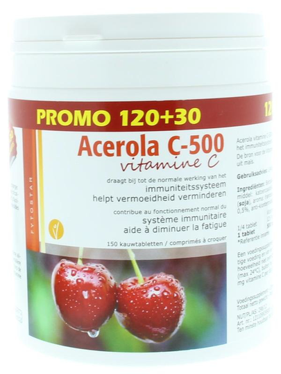 Fytostar Acerola vitamine C 500 kauw (150 Tabletten)