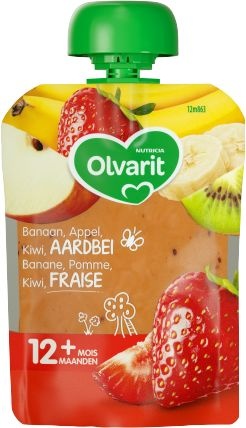 Olvarit knijpzakje aardbeien banaan kiwi 12M863 (90 Gram)