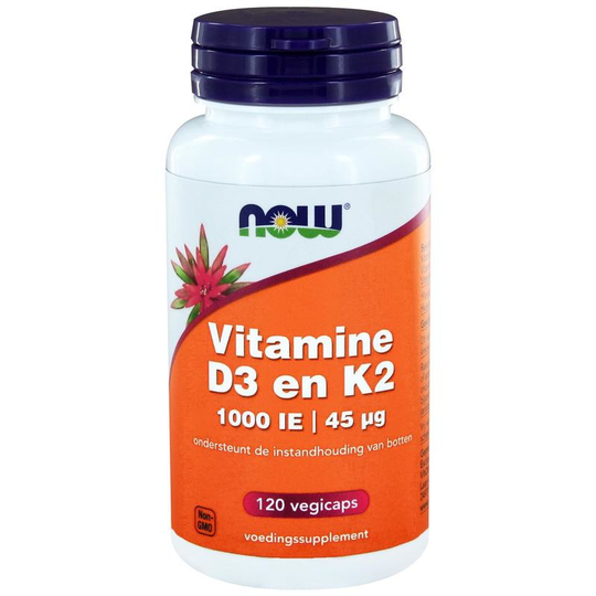 NOW Vitamine D3 1000IE & Vitamine K2 (120 vcaps)
