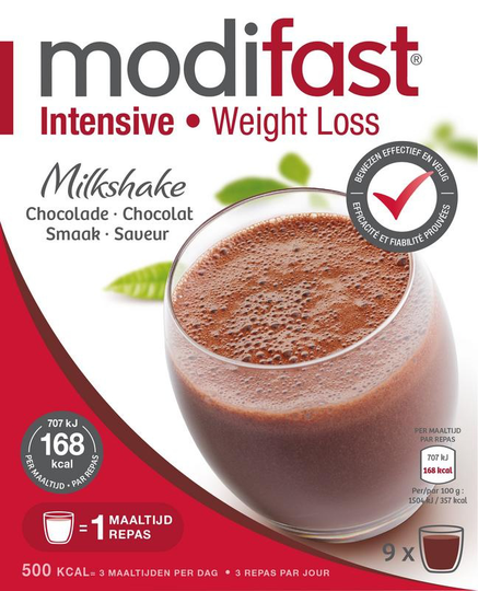 Modifast Intensive milkshake chocolade 8 zakjes (440 Gram)