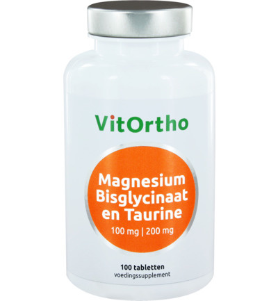 VitOrtho Magnesium bisglycinaat 100 mg en taurine 200 mg (100 tab)