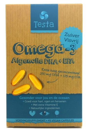 Testa Omega 3 algenolie 250mg DHA + 125mg EPA vegan (45 Vegetarische capsules)