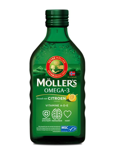 Mollers Omega-3 levertraan citroen (250 Milliliter)