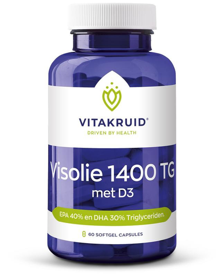 Vitakruid Visolie 1400 met D3 Triglyceriden EPA 40% DHA 30% (60 Softgels)