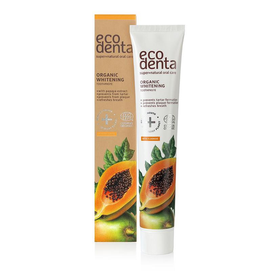 Ecodenta Tandpasta organic whitening papaja (75 Milliliter)