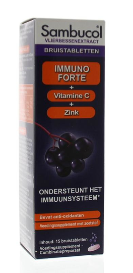 Sambucol Immuno forte bruistabletten suikervrij (15 Bruistabletten)