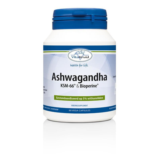 Vitakruid Ashwagandha KSM-66 & bioperine (60 Vegetarische capsules)
