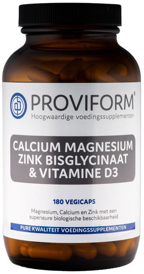 Proviform Calcium magnesium zink bisglycinaat & D3 (180 Vegetarische capsules)