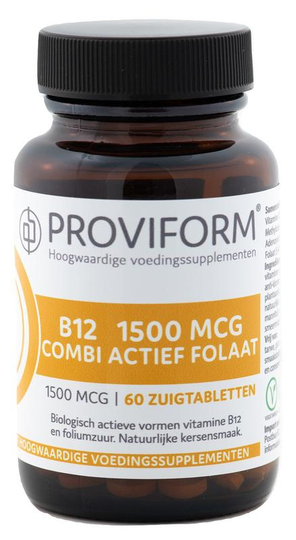 Proviform Vitamine B12 1500 mcg combi actief folaat (60 Zuigtabletten)