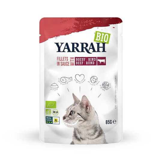 Yarrah Kat filets met rund in saus bio (85 Gram)