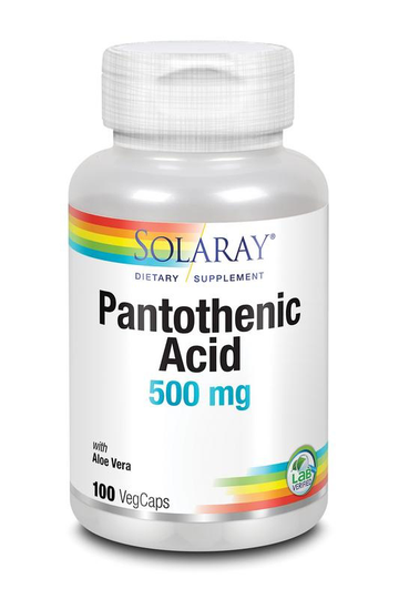 Solaray Vitamine B5 pantotheenzuur 500mg (100 Vegetarische capsules)
