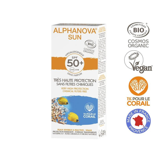 Alphanova Sun Sun creme SPF50 bij zonne allergie en waterproof (50 Gram)