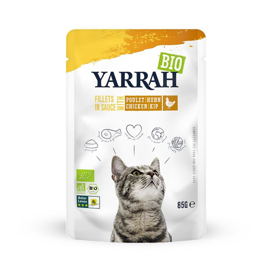 Yarrah Kat filet met kip in saus bio (85 Gram)