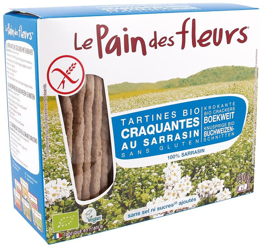 Pain Des Fleurs Boekweit crackers zonder zout en suiker bio (150 Gram)